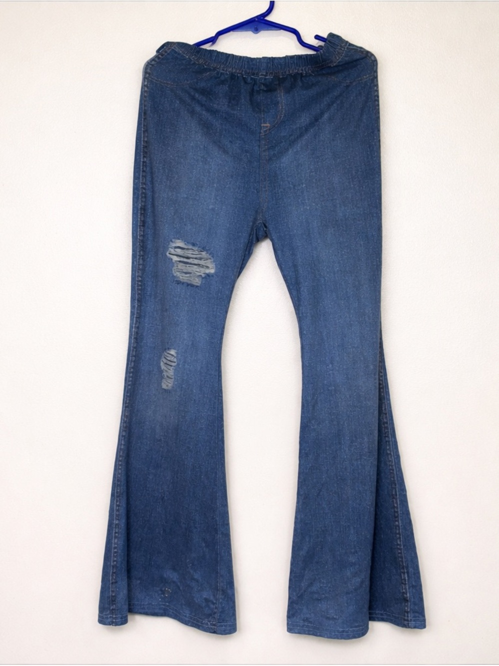 SHEIN Girls Flared Leg Pull On Stretch Blue Denim Jeans Size 9Y